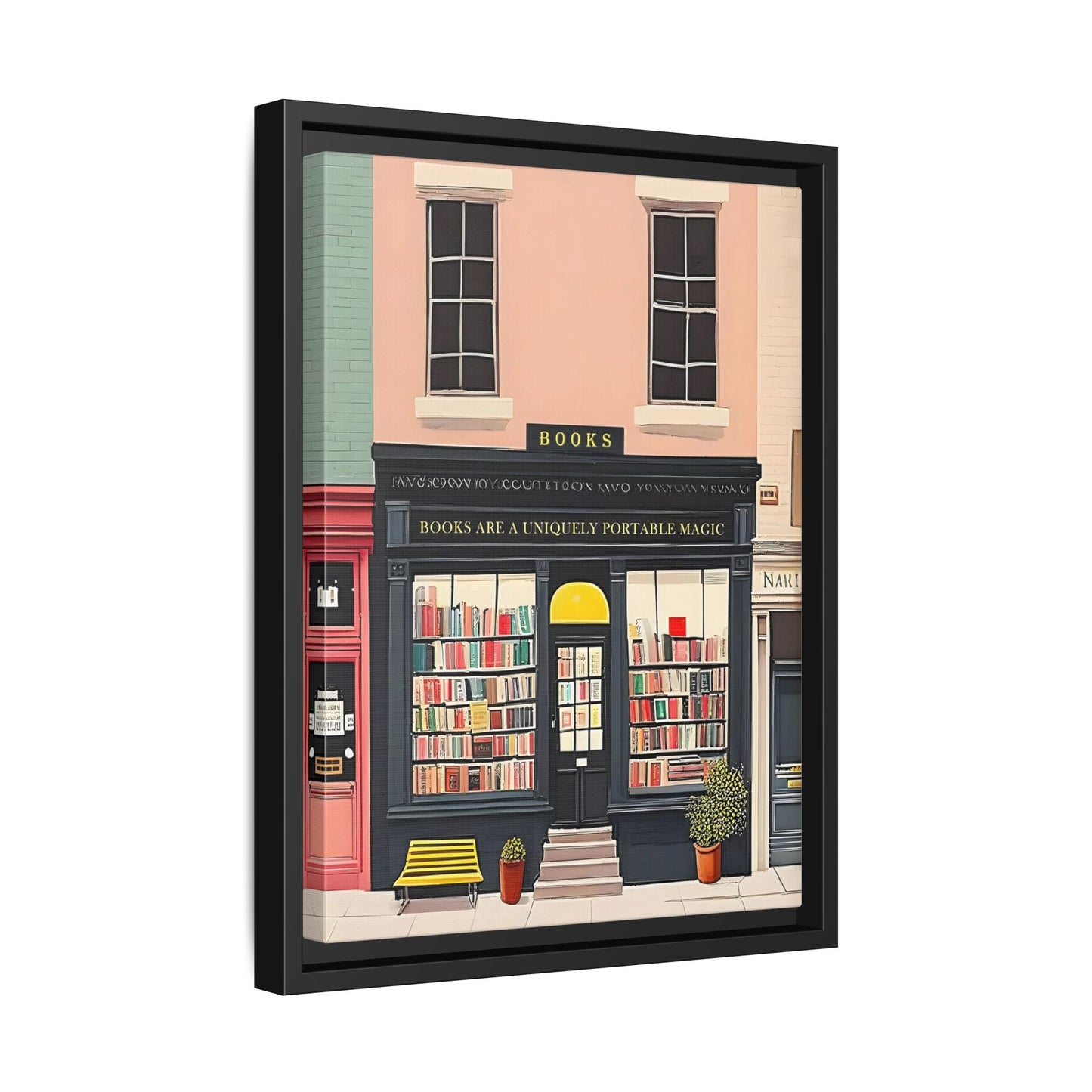 Framed Bookstore Canvas Art - Bookshop Reading Library Decor