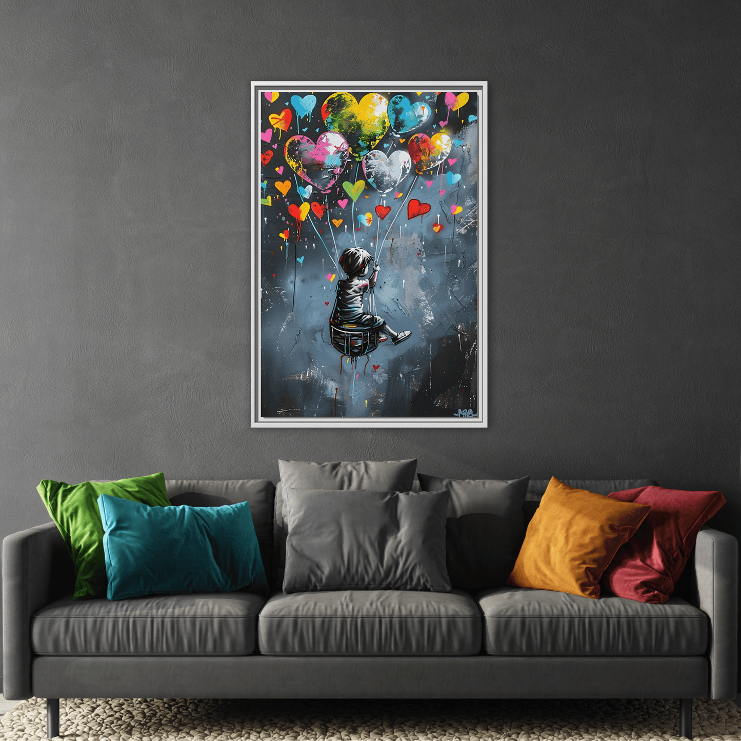 Framed Child Balloon Framed Banksy Canvas Large Wall Art Print