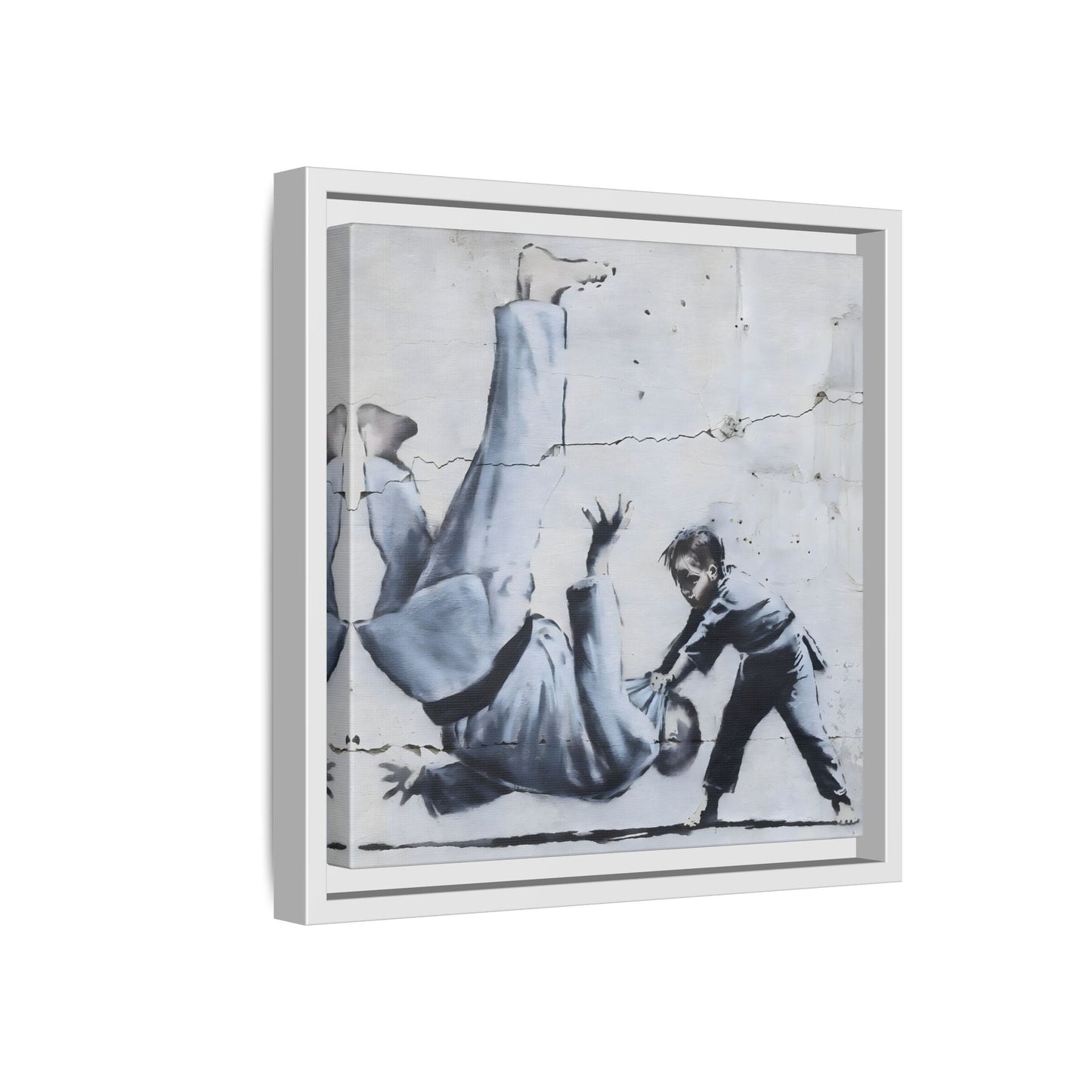 Framed Judoka Banksy Wall Art Canvas Street Graffiti Decor Prints
