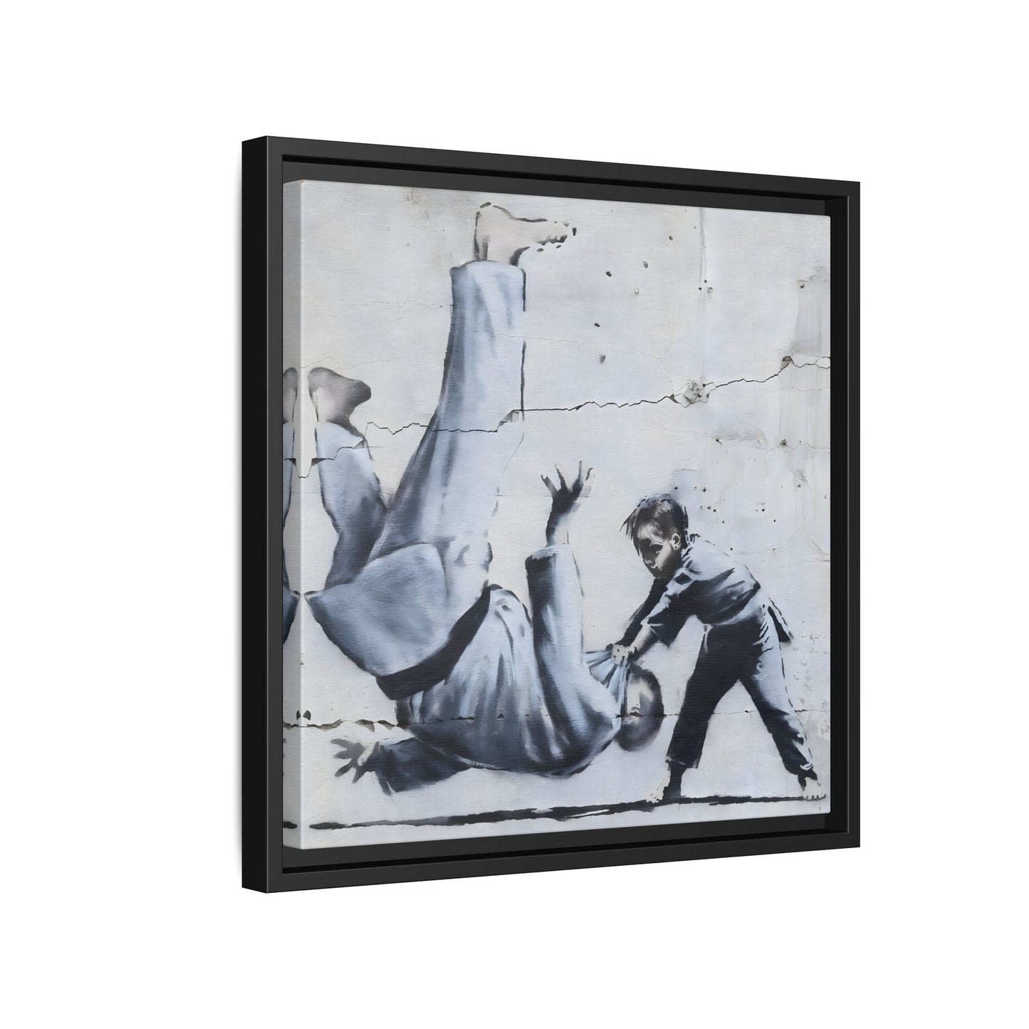 Framed Judoka Banksy Wall Art Canvas Street Graffiti Decor Prints
