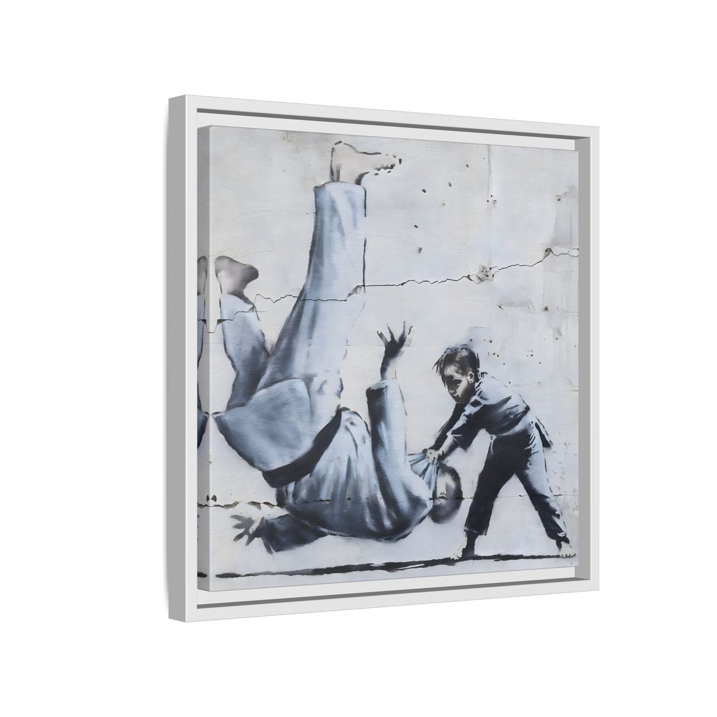 Framed Judoka Banksy Wall Art Canvas Street Graffiti Decor Prints