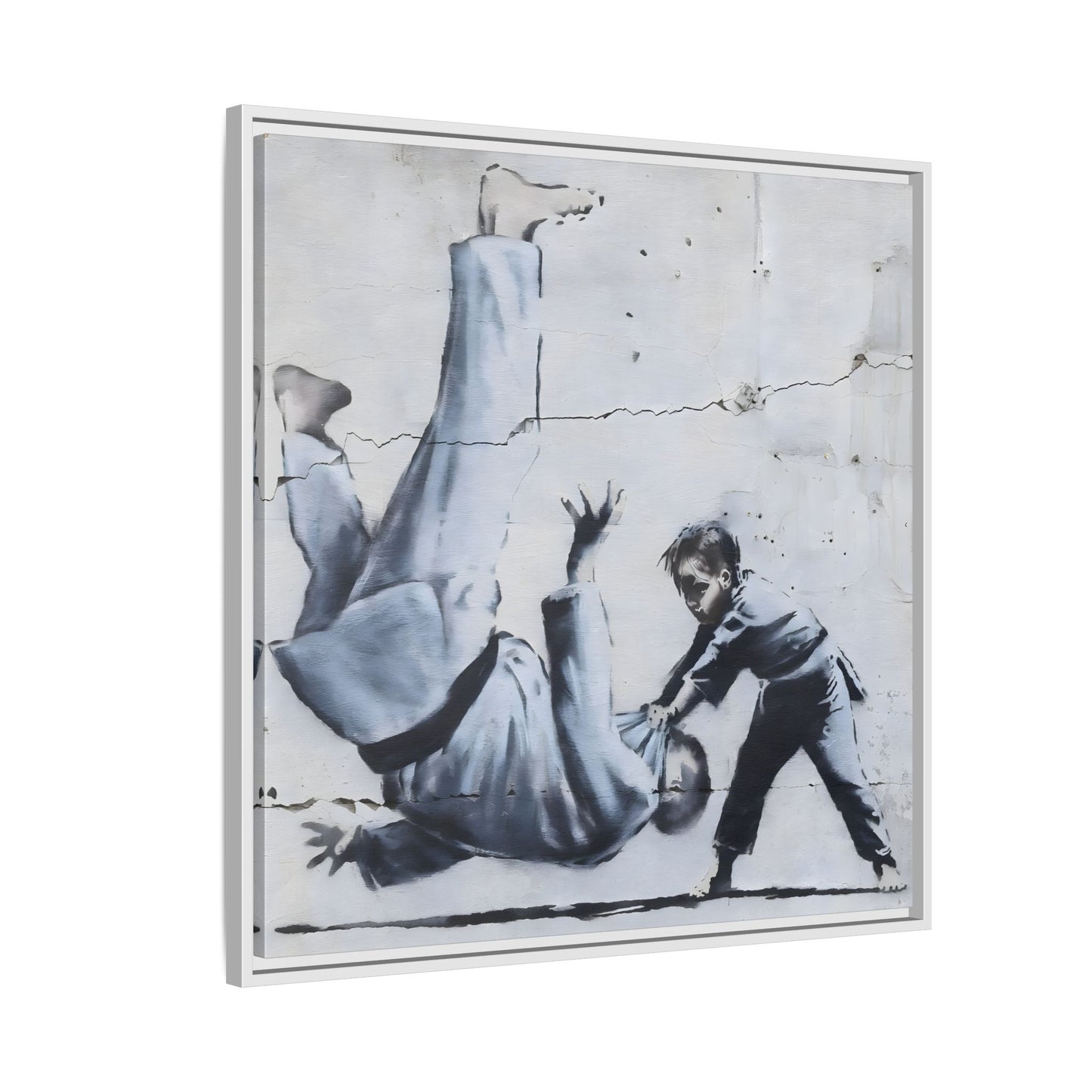 Framed Judoka Banksy Wall Art Canvas Street Graffiti Decor Prints