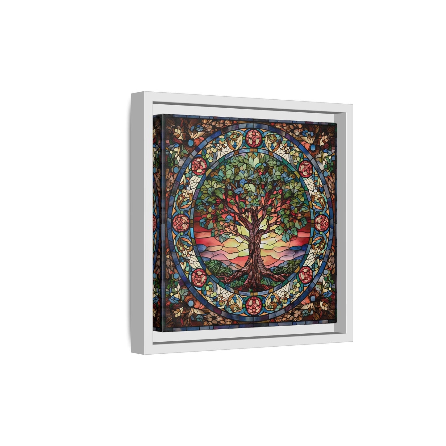 Framed Tree of Life Mythology Mandala Canvas Wall Art Print