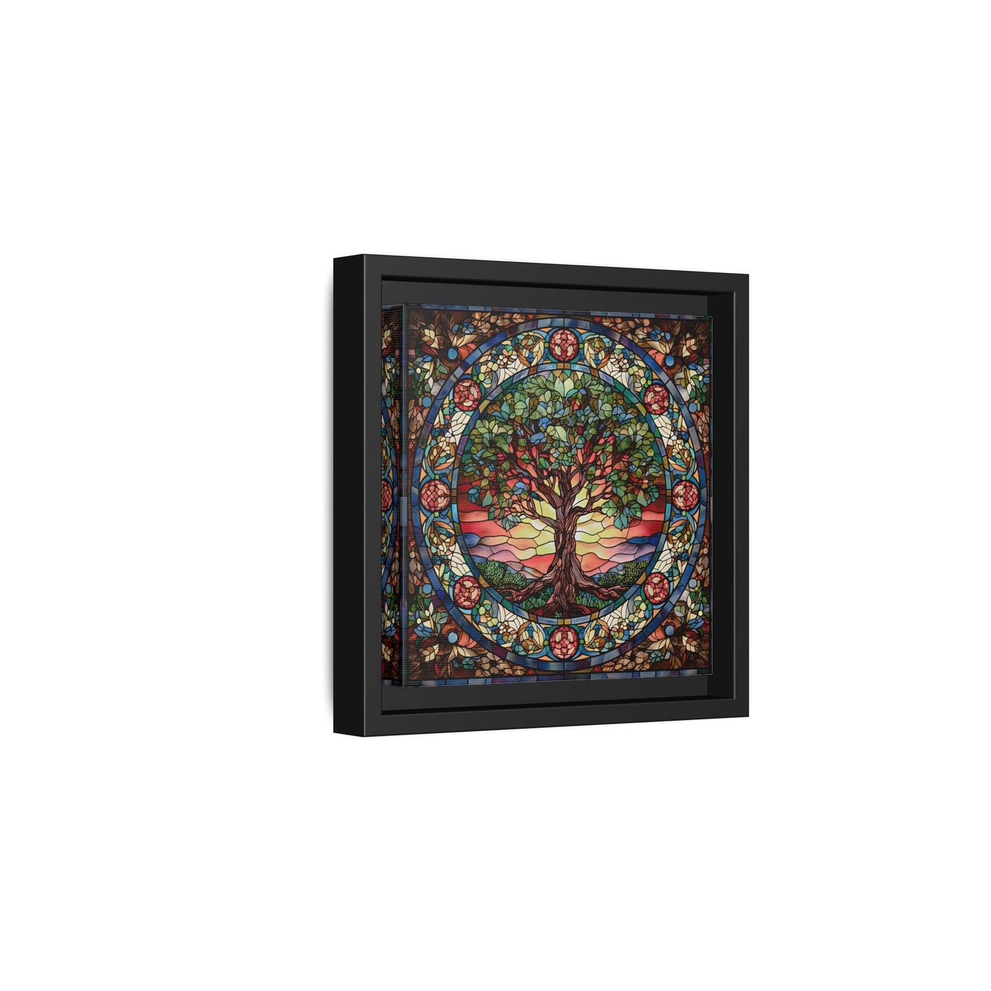 Framed Tree of Life Mythology Mandala Canvas Wall Art Print