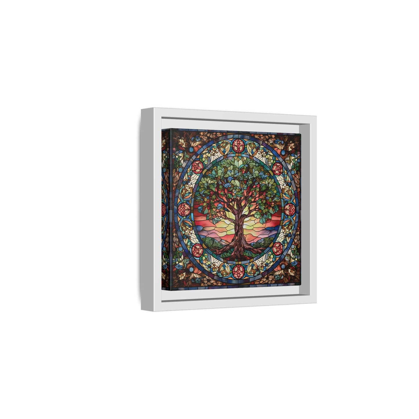 Framed Tree of Life Mythology Mandala Canvas Wall Art Print