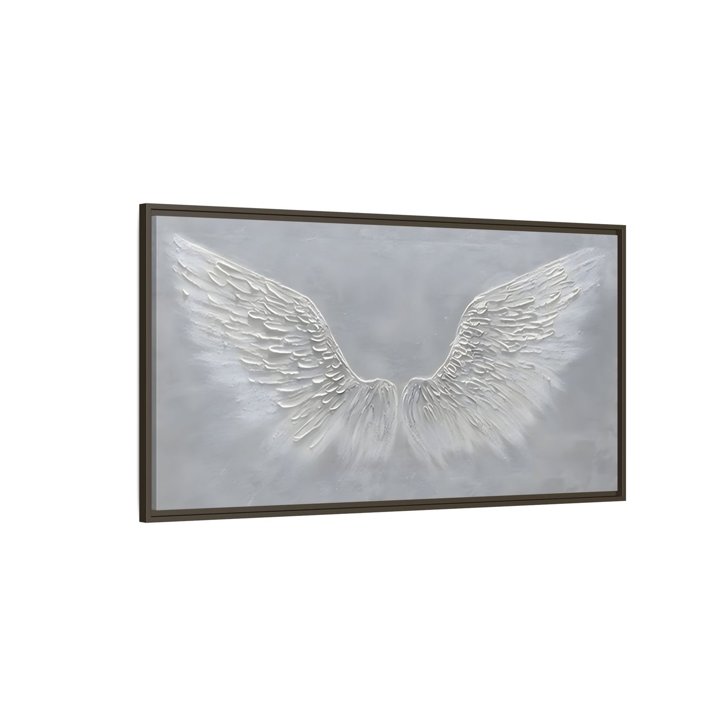 Framed Winged Angel Canvas Art - Large Grey Wall Print