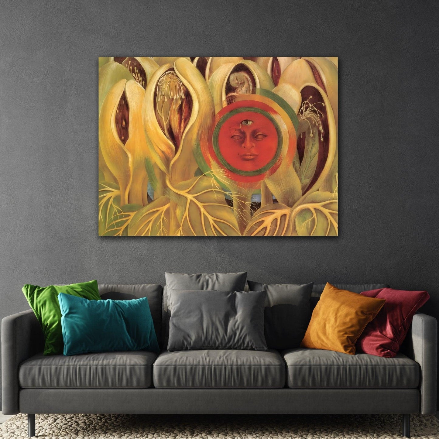 Frida Kahalo Sun and Life Canvas Print - Framed Stretched Wall Art Painting Reproduction