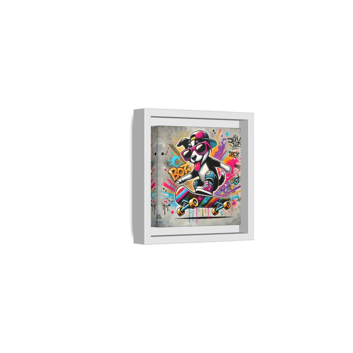 Funny Funky Dog Play Skateboard Canvas Wall Art Kids Room Prints