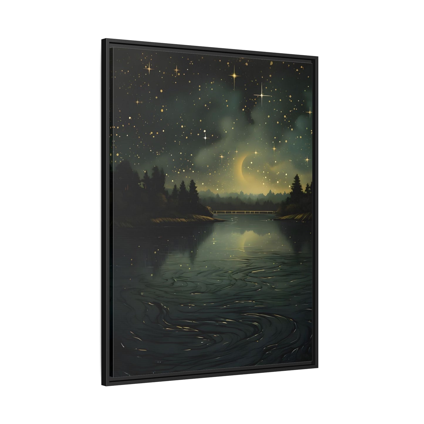Gothic Dark Green Skies River Framed Wall Art Canvas Prints