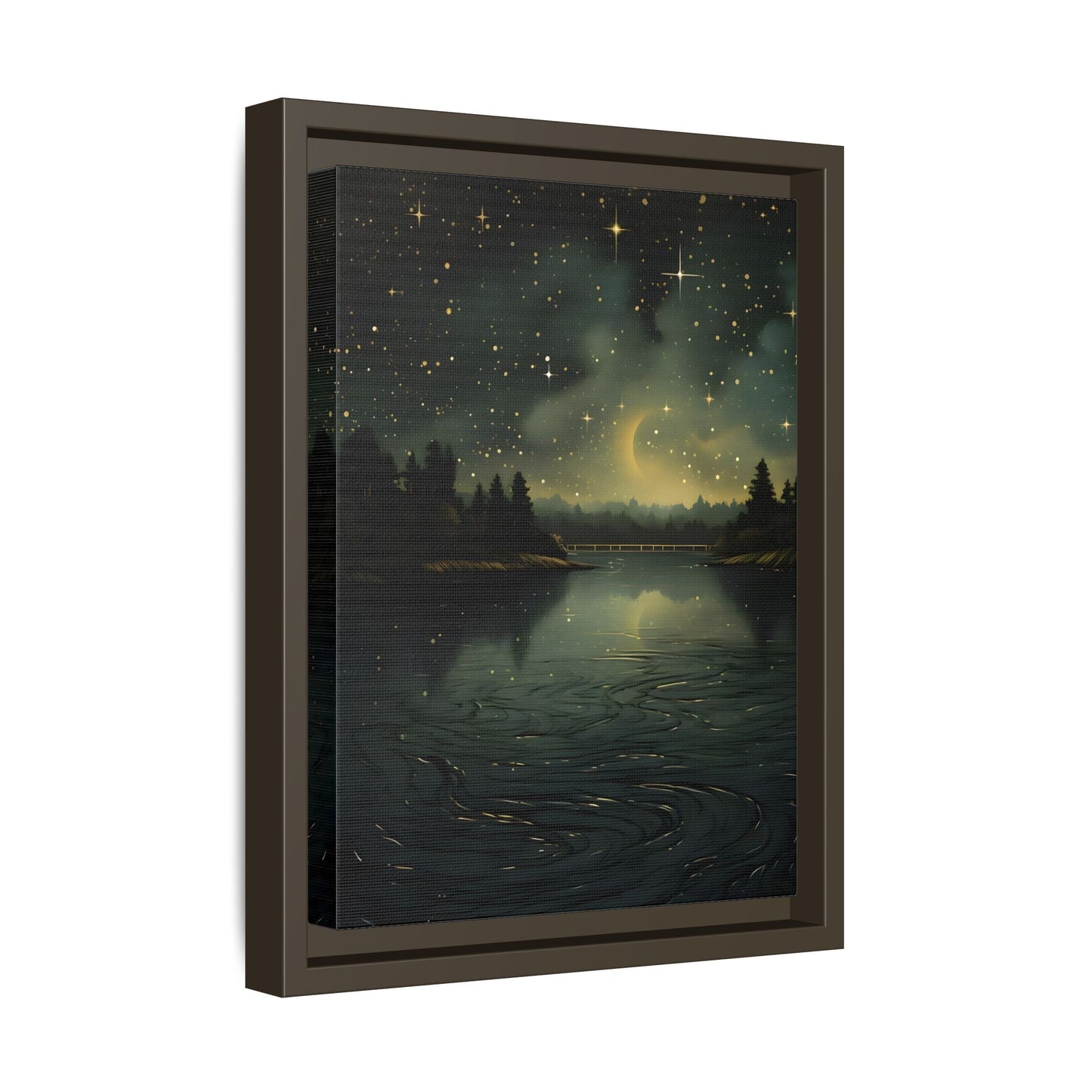 Gothic Dark Green Skies River Framed Wall Art Canvas Prints