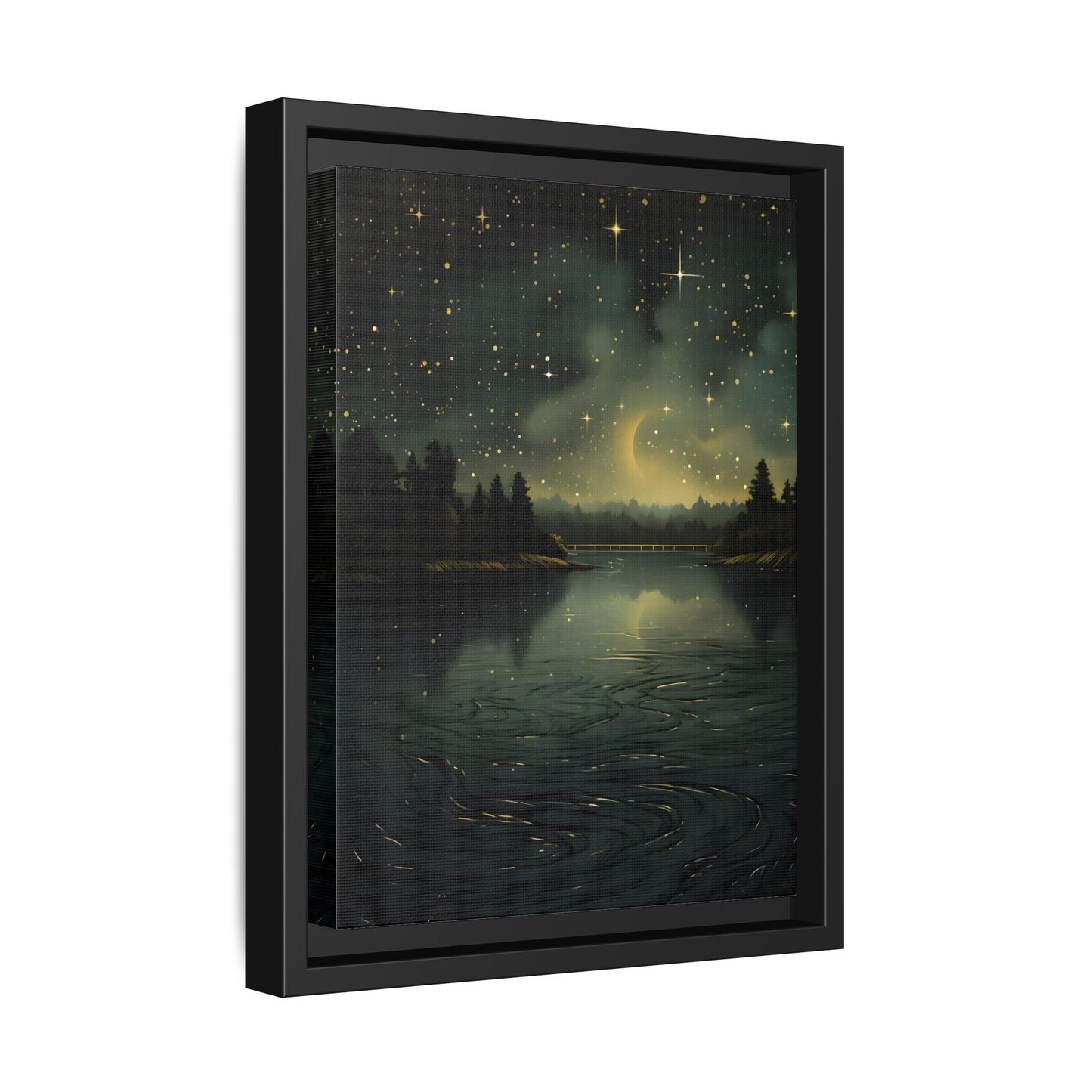 Gothic Dark Green Skies River Framed Wall Art Canvas Prints