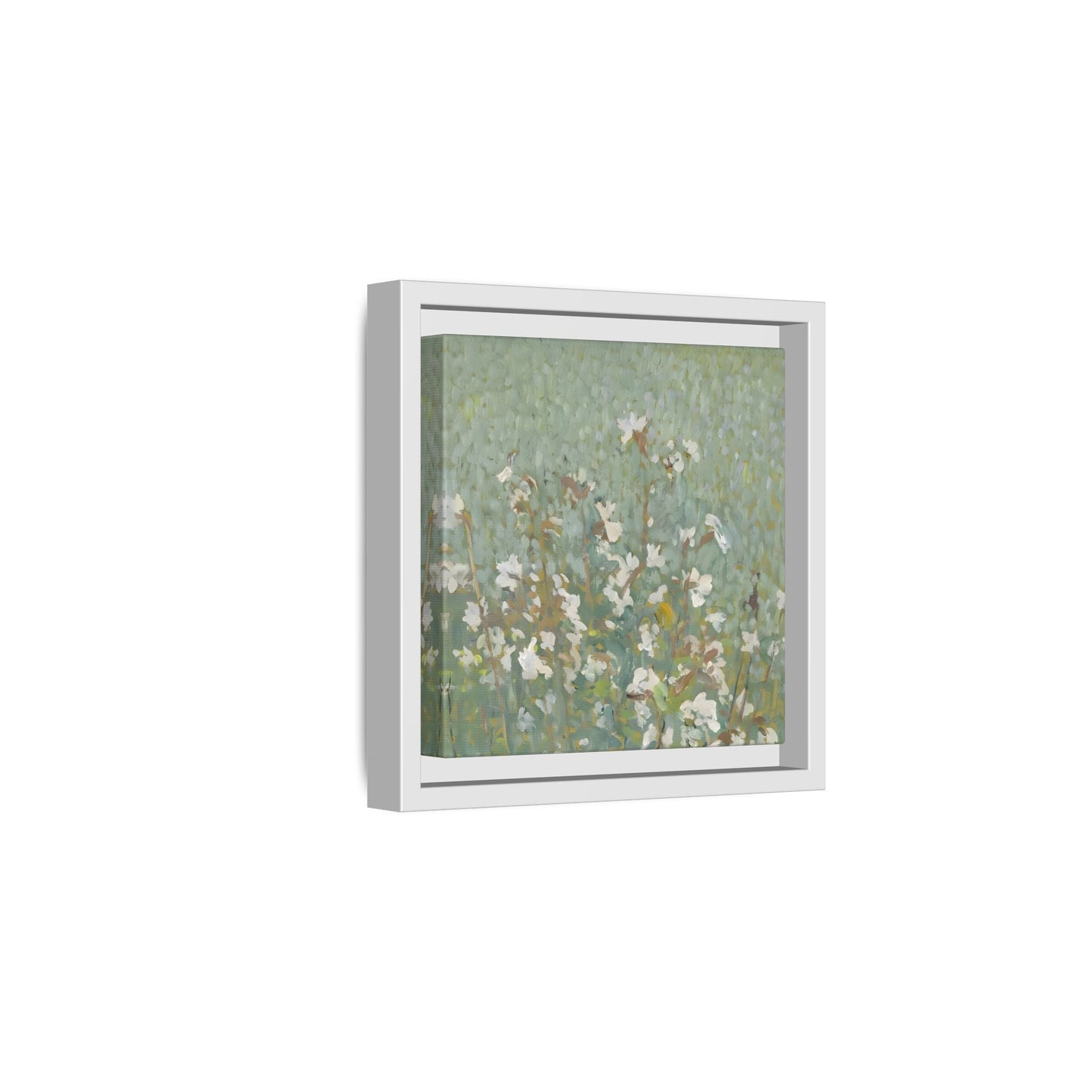 Green Abstract Wildflower Framed Canvas Wall Art Floral Vintage Print