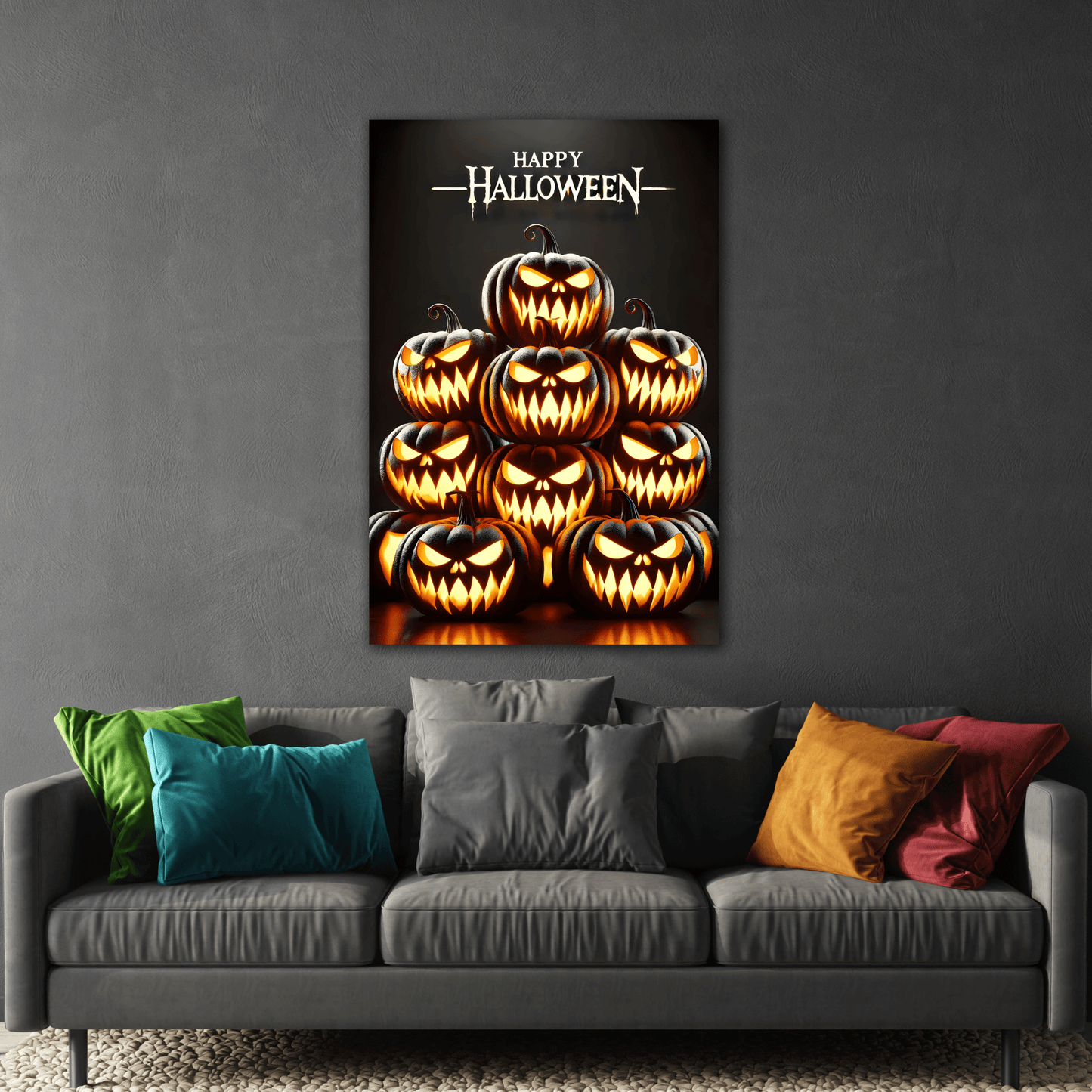 Halloween Pumpkin Canvas Wall Art - Spooky Home Decor