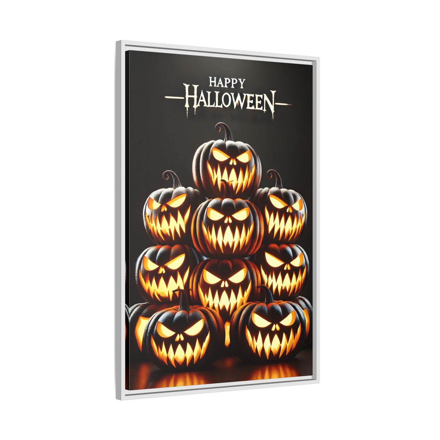 Halloween Pumpkin Wall Art - Framed Spooky Canvas Festive Decor