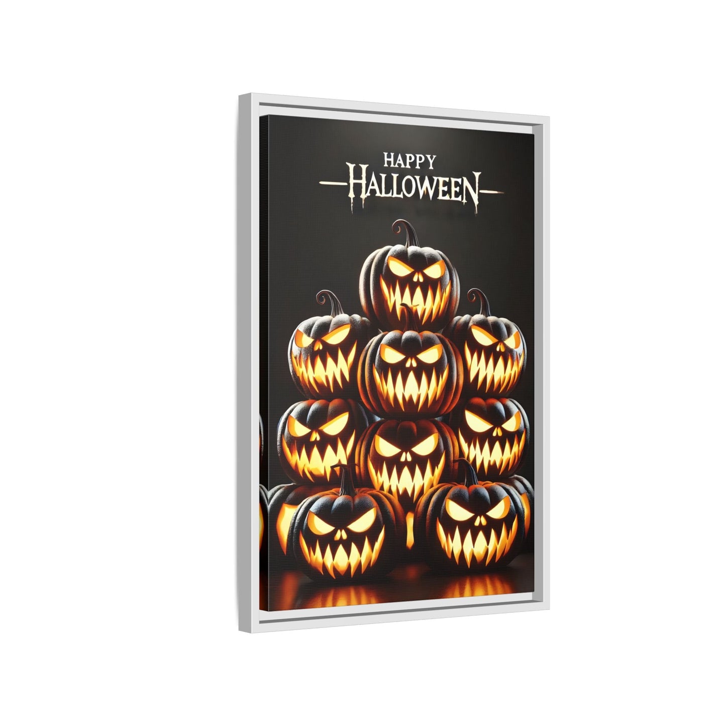 Halloween Pumpkin Wall Art - Framed Spooky Canvas Festive Decor