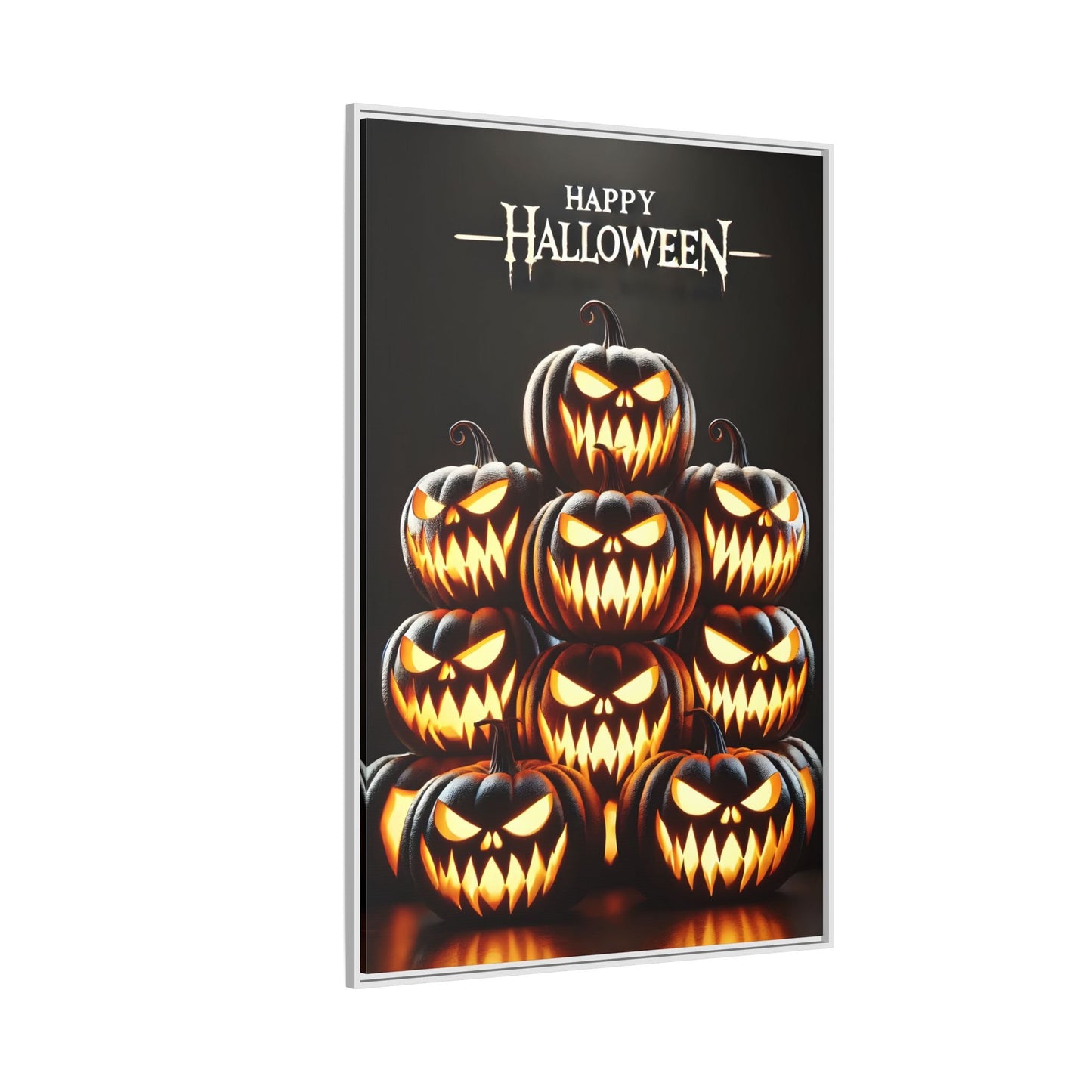 Halloween Pumpkin Wall Art - Framed Spooky Canvas Festive Decor