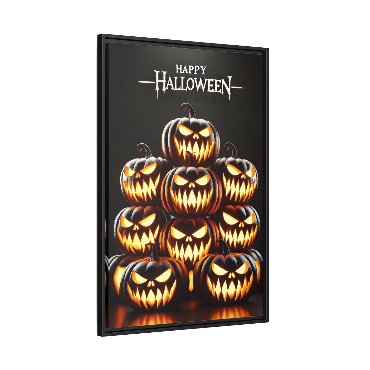 Halloween Pumpkin Wall Art - Framed Spooky Canvas Festive Decor