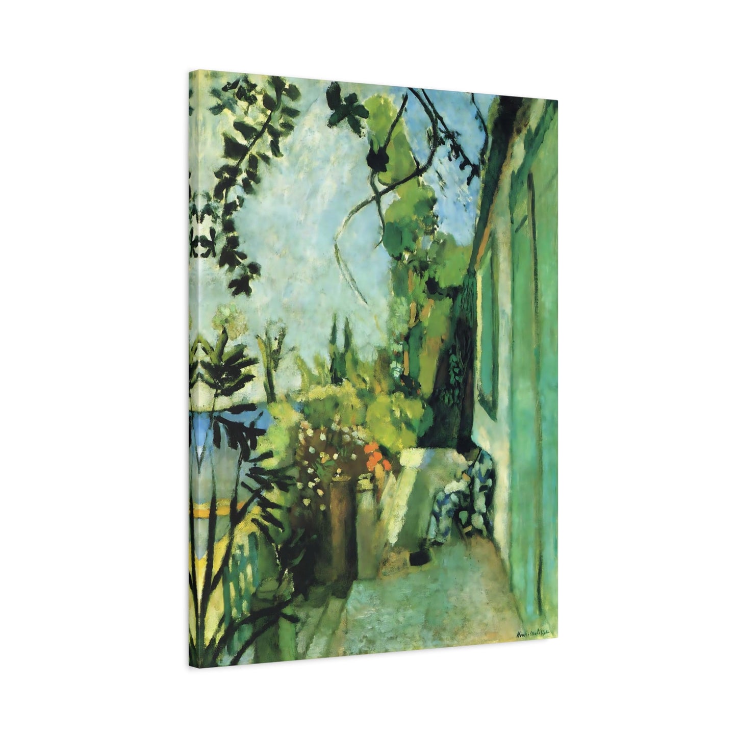 Henri Matisse The Terrace St Tropez Canvas Print - Green Wall Art