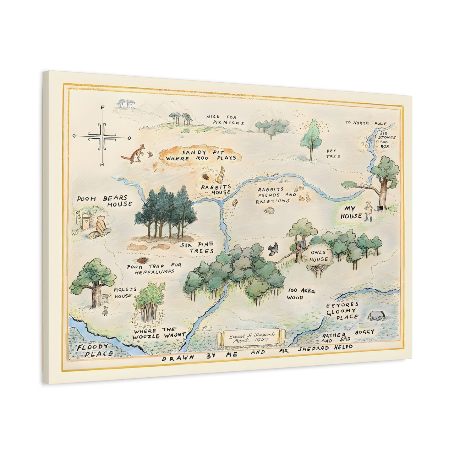 Hundred Acre Wood Fairy Tale Canvas - Kids Room Wall Art Print