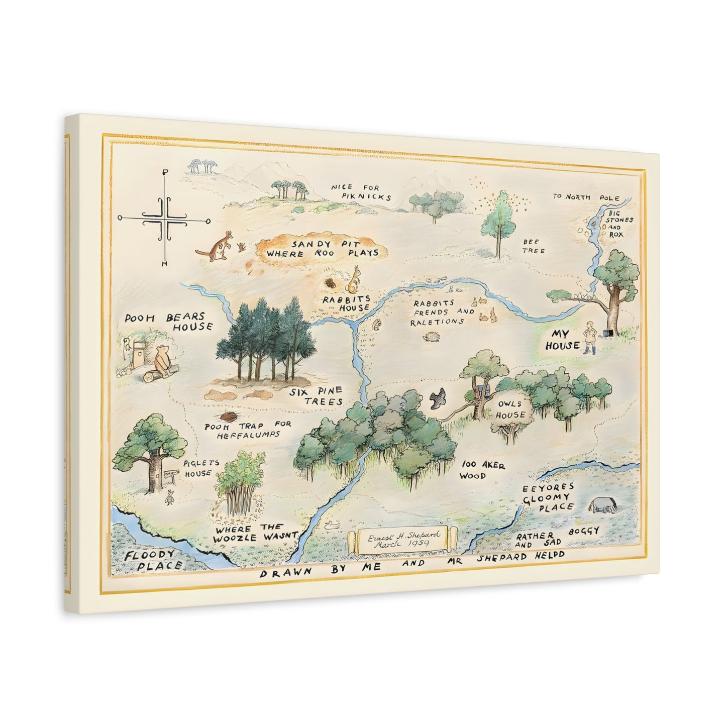 Hundred Acre Wood Fairy Tale Canvas - Kids Room Wall Art Print