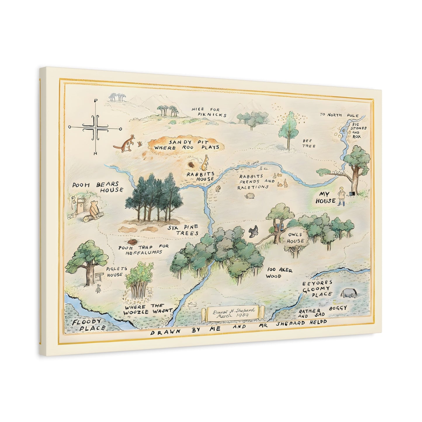 Hundred Acre Wood Fairy Tale Canvas - Kids Room Wall Art Print