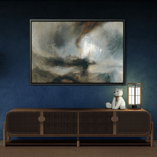 JMW Turner Watercolor Canvas Print - Abstract Snow Storm Boat Wall Art