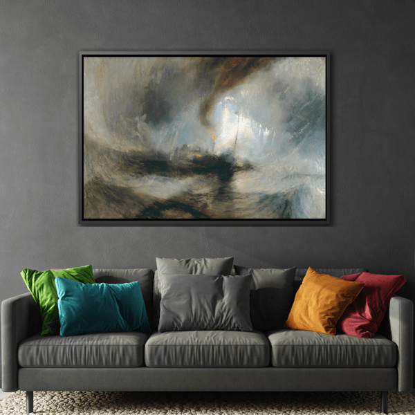 JMW Turner Watercolor Canvas Print - Abstract Snow Storm Boat Wall Art