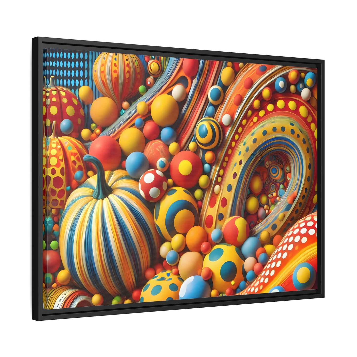 Japanese Abstract Pumpkin Dot Canvas Wall Art – Modern Kusama Inspired Colorful Surreal Print