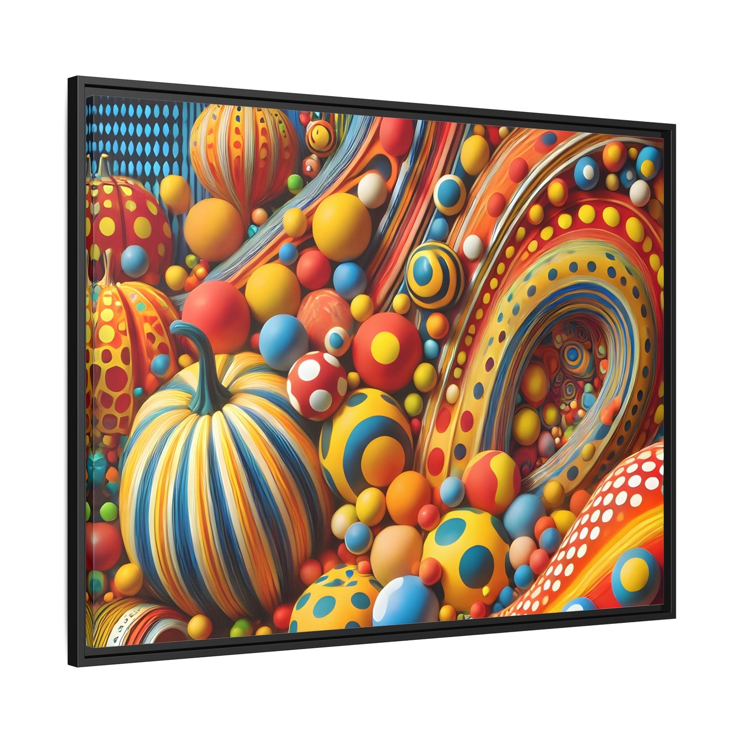 Japanese Abstract Pumpkin Dot Canvas Wall Art – Modern Kusama Inspired Colorful Surreal Print