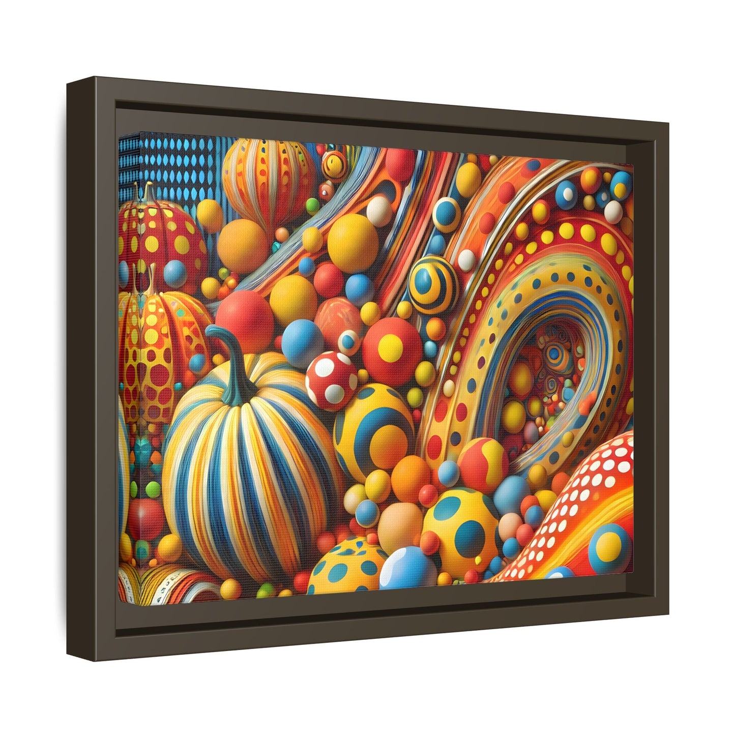 Japanese Abstract Pumpkin Dot Canvas Wall Art – Modern Kusama Inspired Colorful Surreal Print