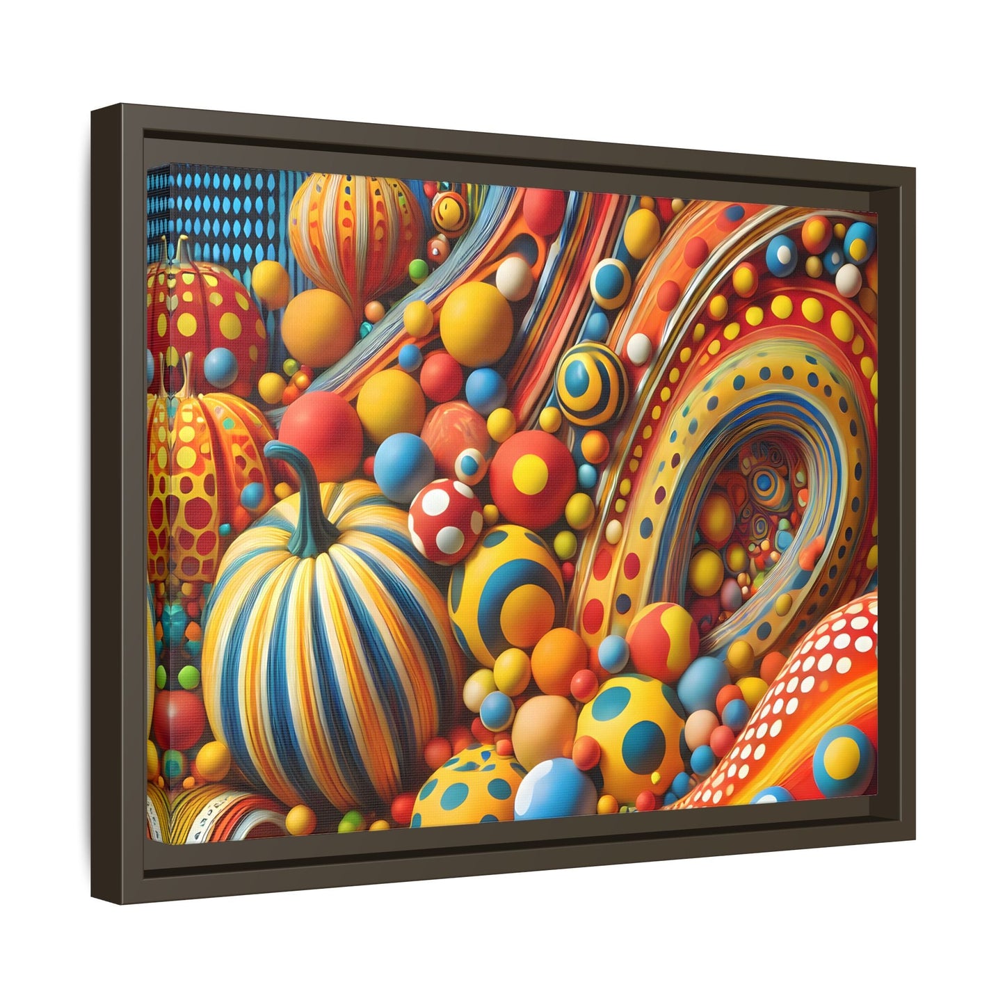 Japanese Abstract Pumpkin Dot Canvas Wall Art – Modern Kusama Inspired Colorful Surreal Print