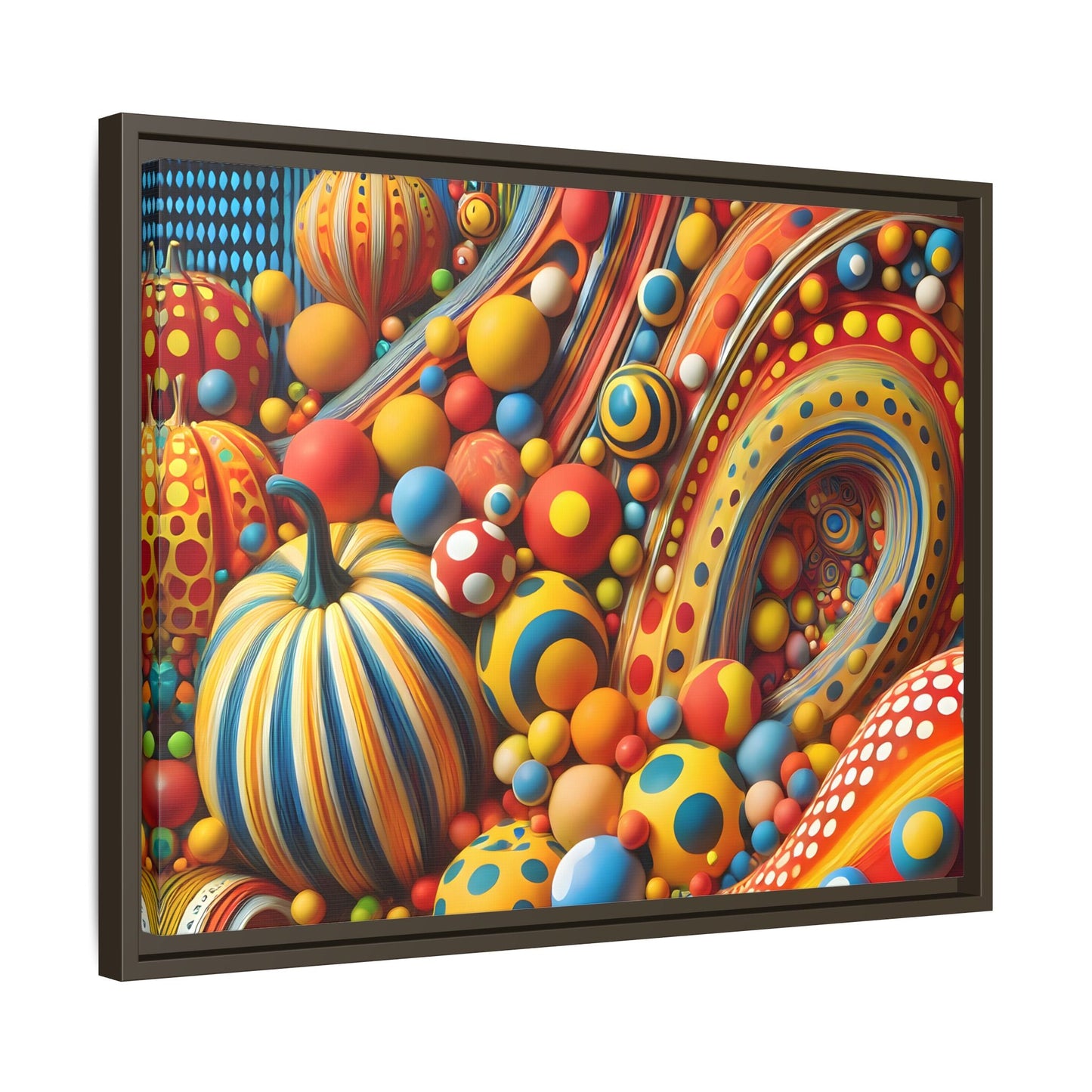 Japanese Abstract Pumpkin Dot Canvas Wall Art – Modern Kusama Inspired Colorful Surreal Print