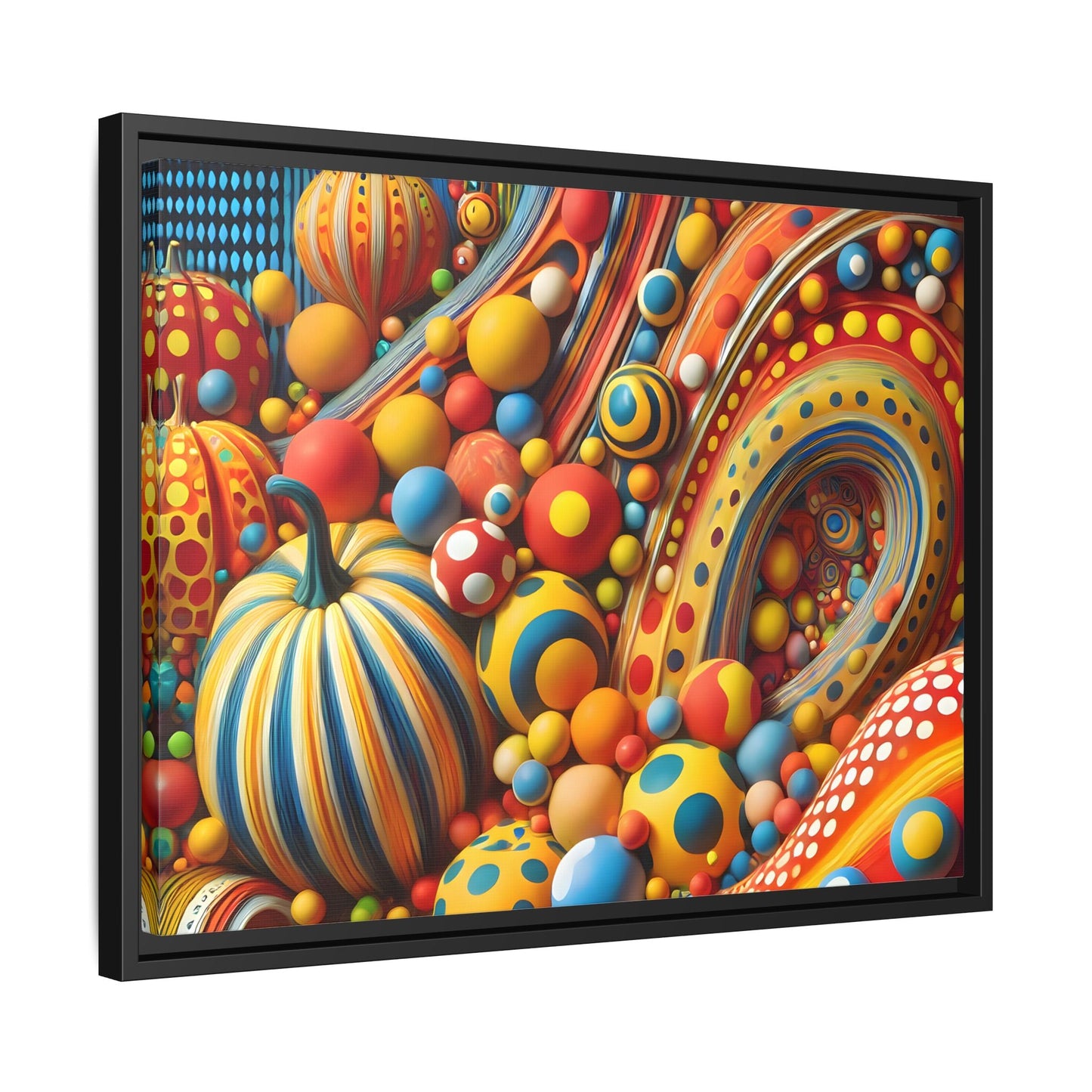 Japanese Abstract Pumpkin Dot Canvas Wall Art – Modern Kusama Inspired Colorful Surreal Print