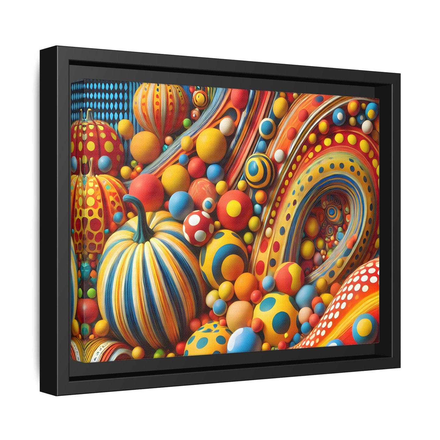 Japanese Abstract Pumpkin Dot Canvas Wall Art – Modern Kusama Inspired Colorful Surreal Print