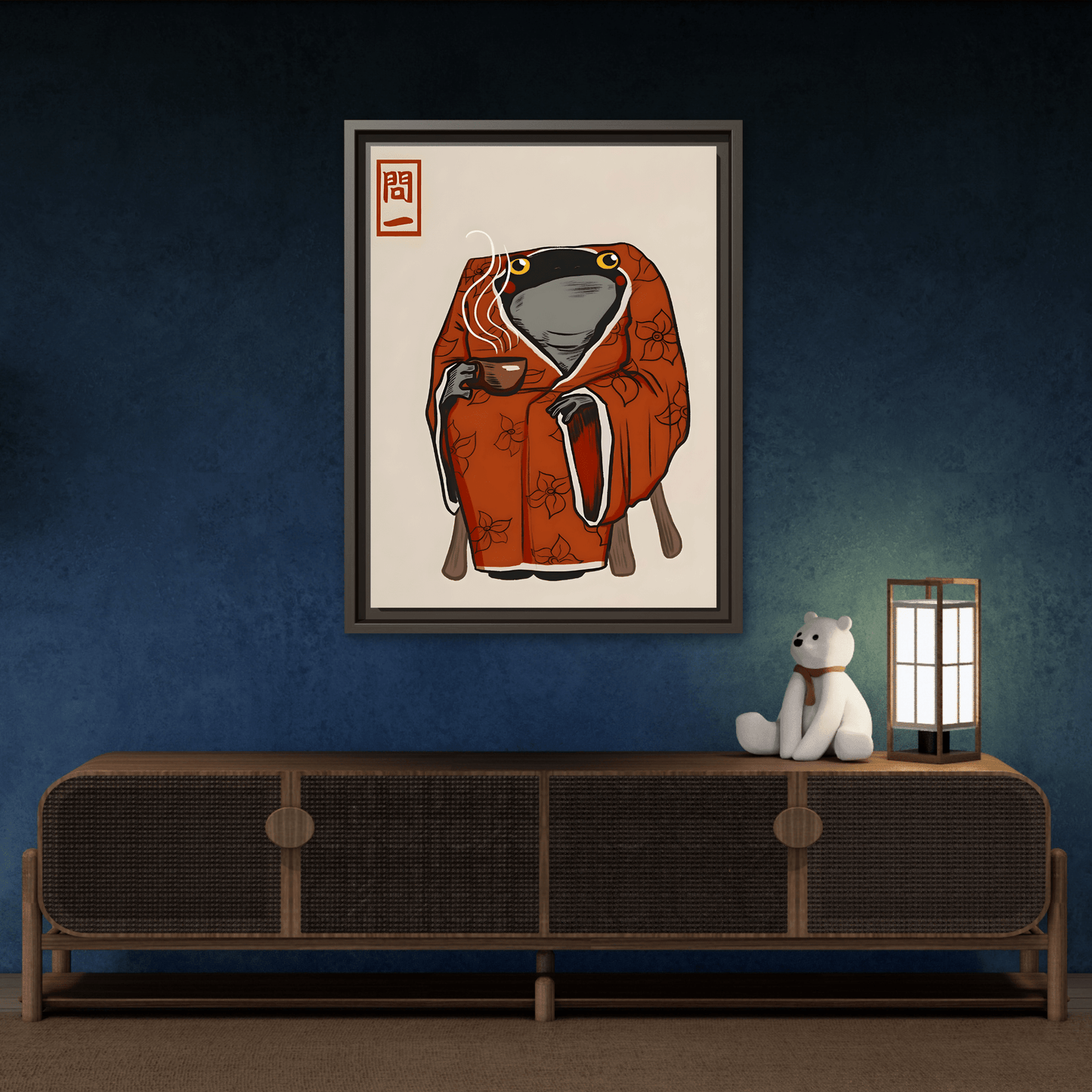 Japanese Funny Frog Matsumoto Hoji Wall Art Canvas Decor