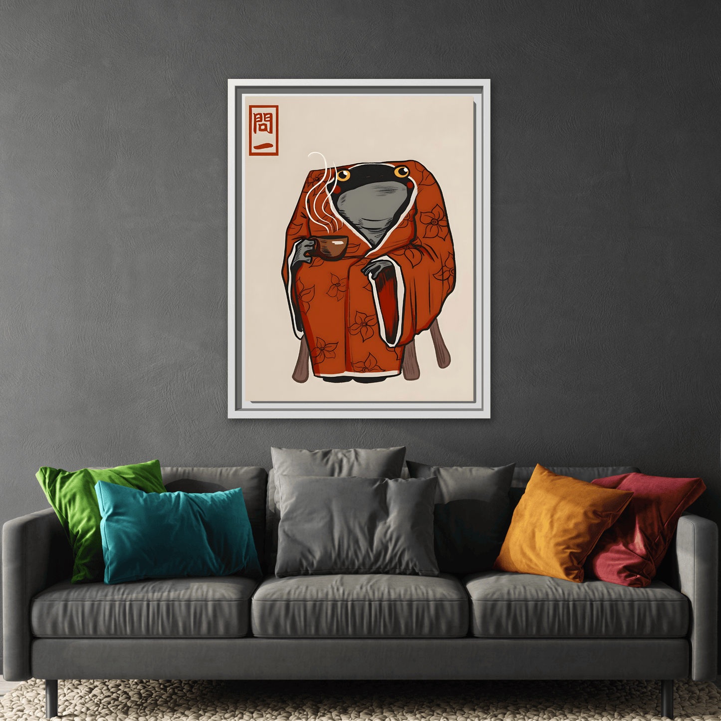 Japanese Funny Frog Matsumoto Hoji Wall Art Canvas Decor