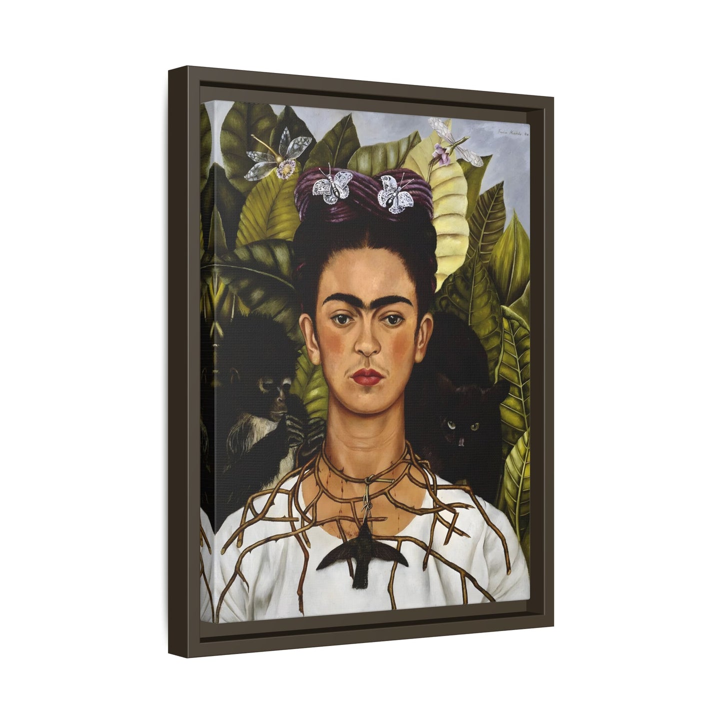 Kahlo Thorn Necklace Hummingbird Canvas Print - Famous Mexican Wall Art Prints
