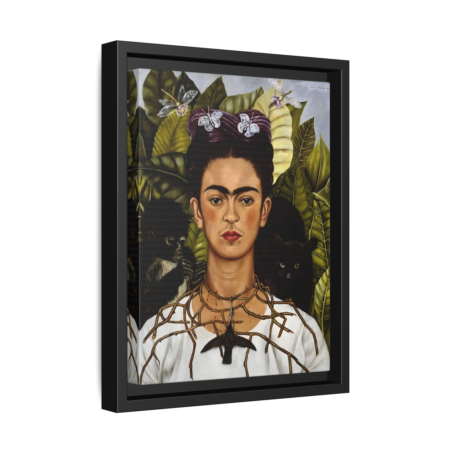 Kahlo Thorn Necklace Hummingbird Canvas Print - Famous Mexican Wall Art Prints