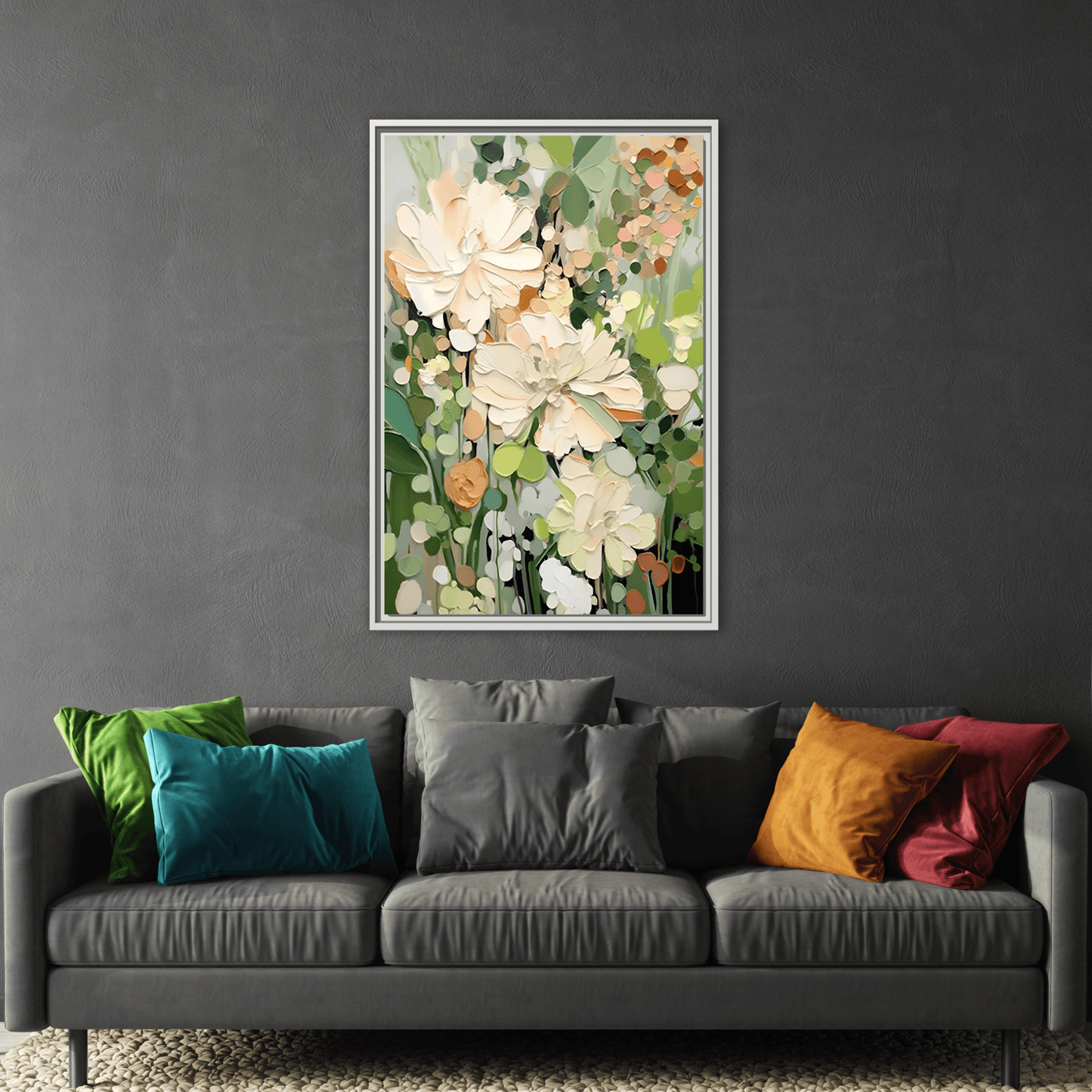 Large Abstract Flower Canvas - Minimalist Boho Wall Art Decor