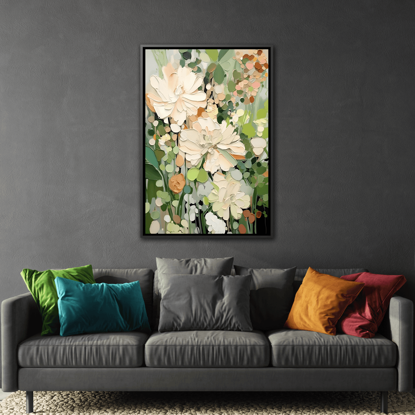Large Abstract Flower Canvas - Minimalist Boho Wall Art Decor