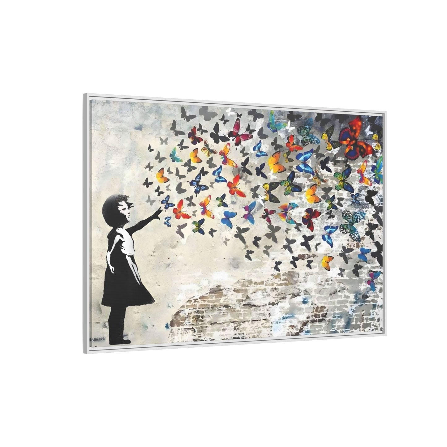 Large Framed Banksy Butterfly Girl Canvas Wall Art Prints