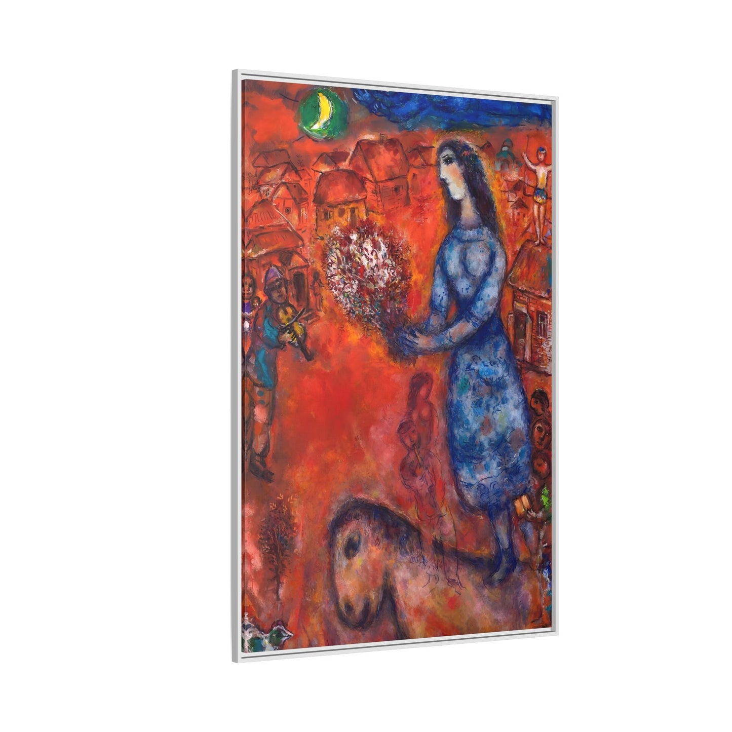 Large Framed Bride with Bouquet Canvas Chagall Wall Art Print