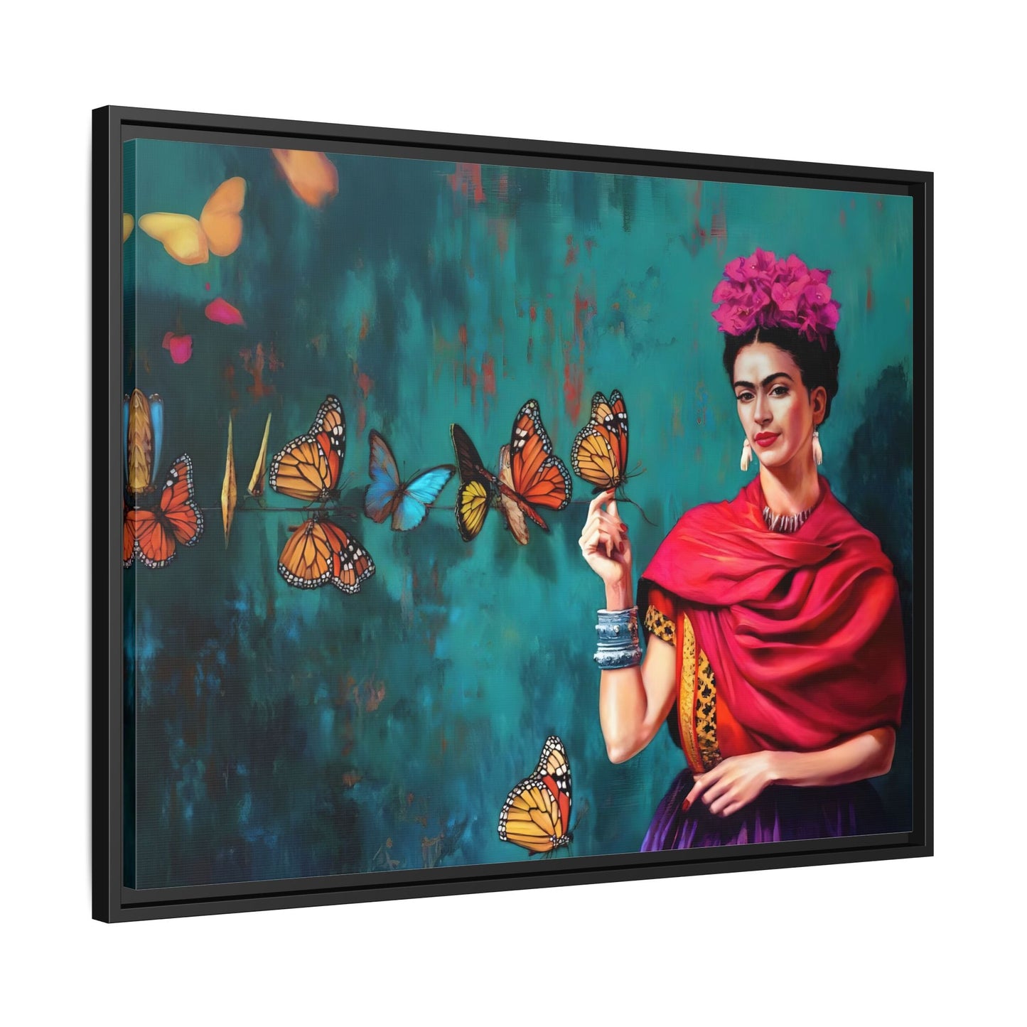 Large Framed Butterfly Wall Art Kahlo Canvas Print