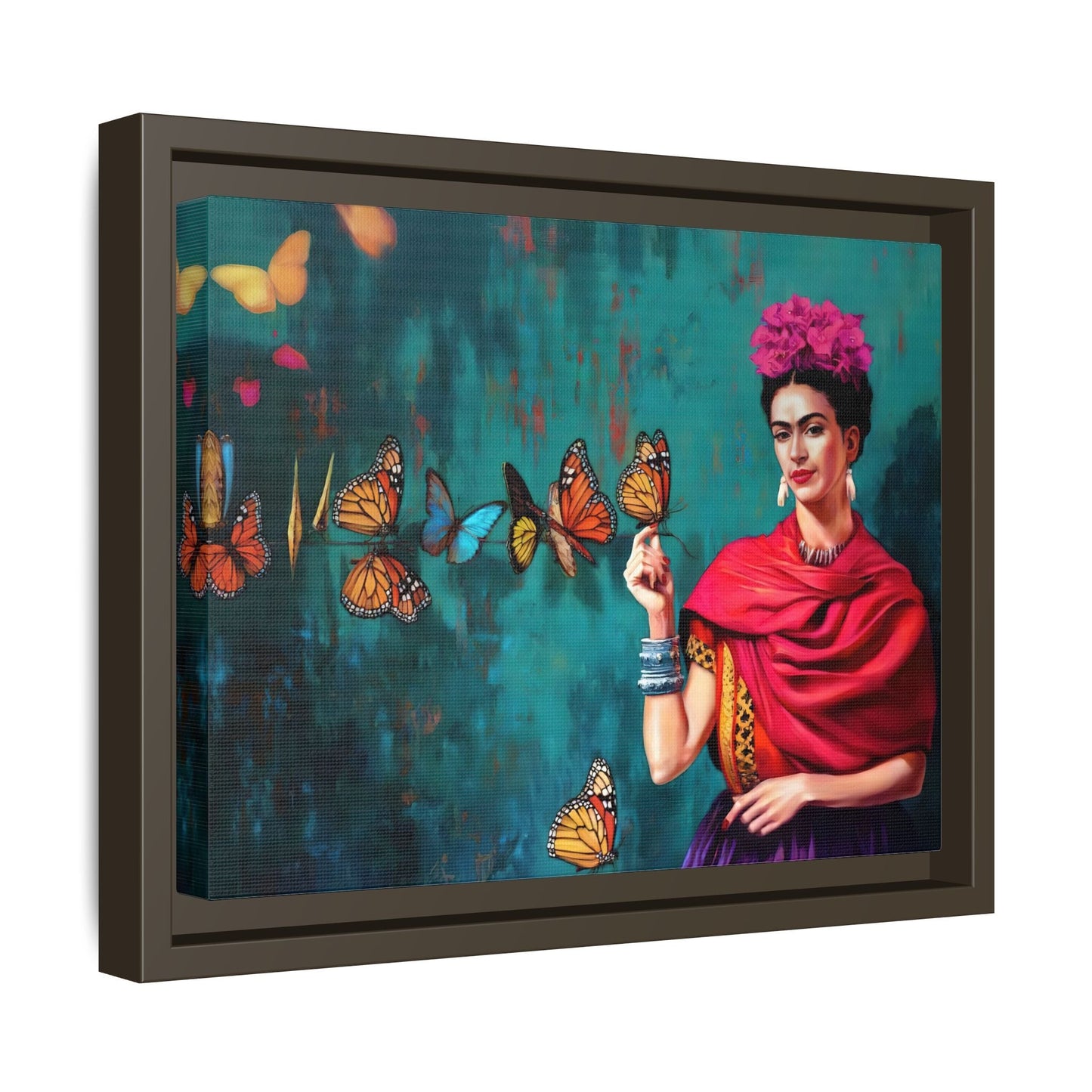 Large Framed Butterfly Wall Art Kahlo Canvas Print