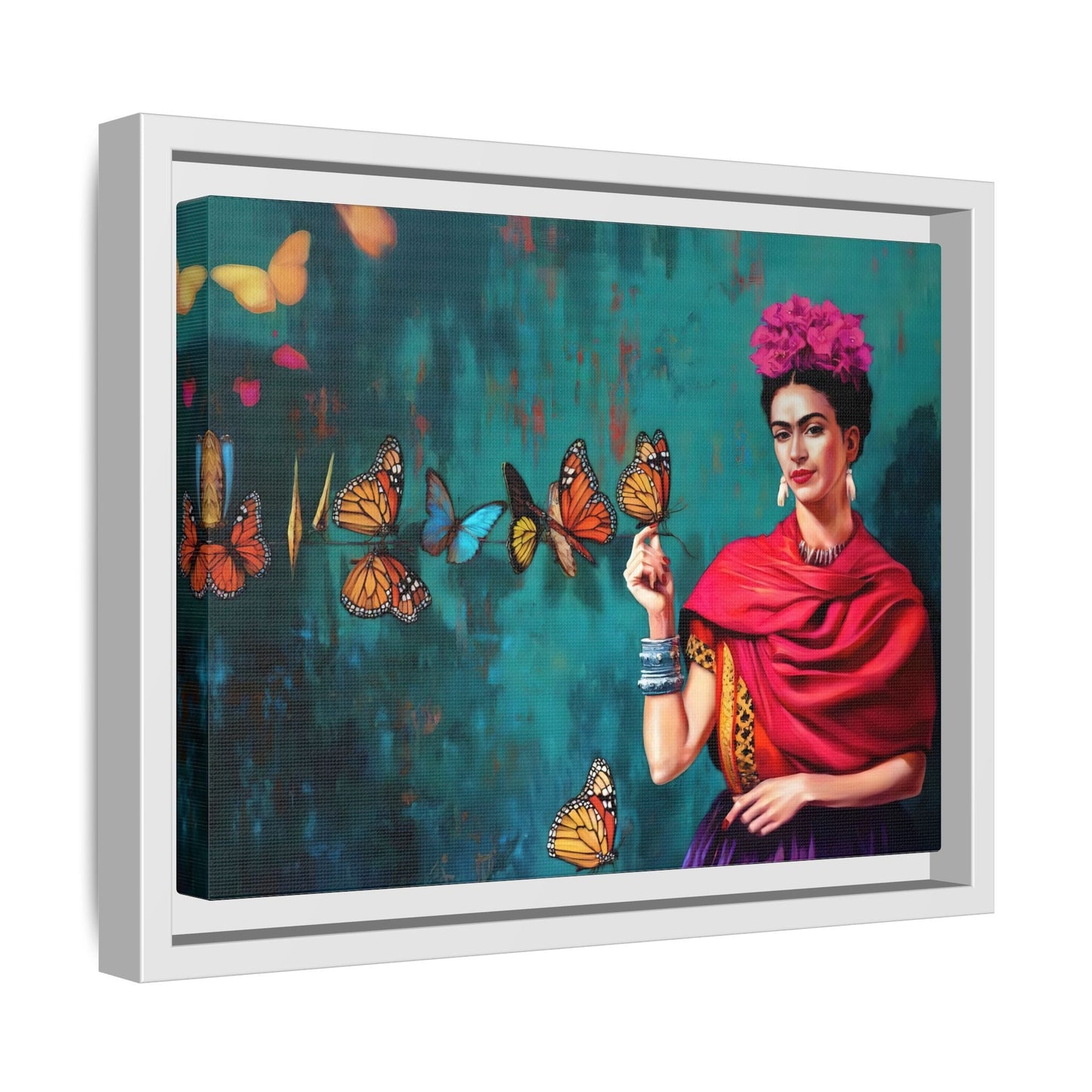 Large Framed Butterfly Wall Art Kahlo Canvas Print