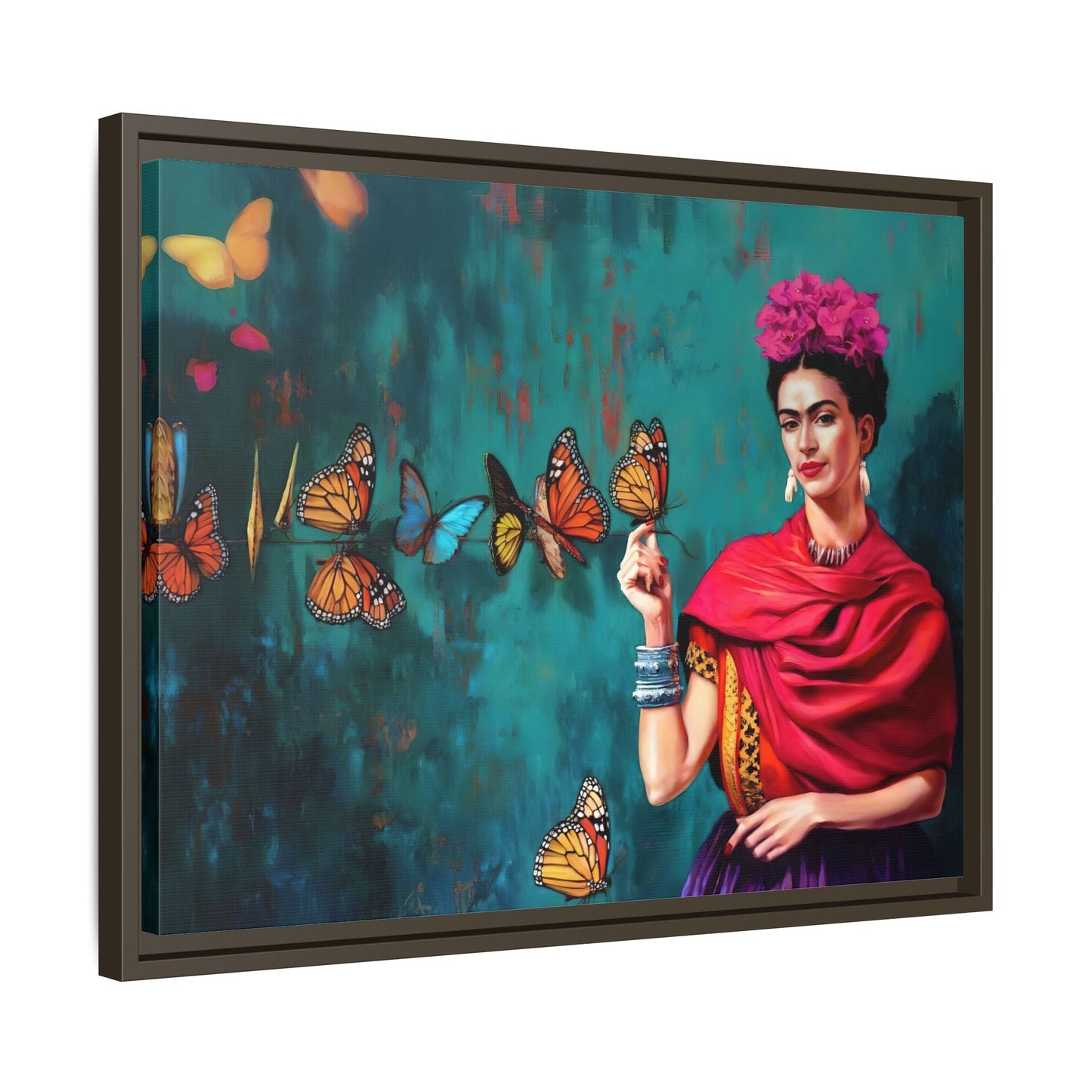 Large Framed Butterfly Wall Art Kahlo Canvas Print