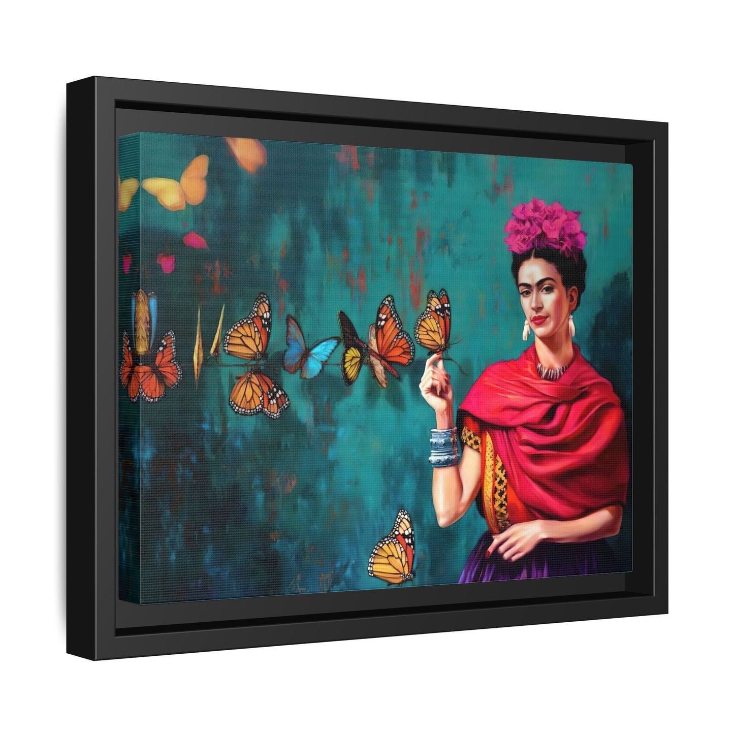 Large Framed Butterfly Wall Art Kahlo Canvas Print