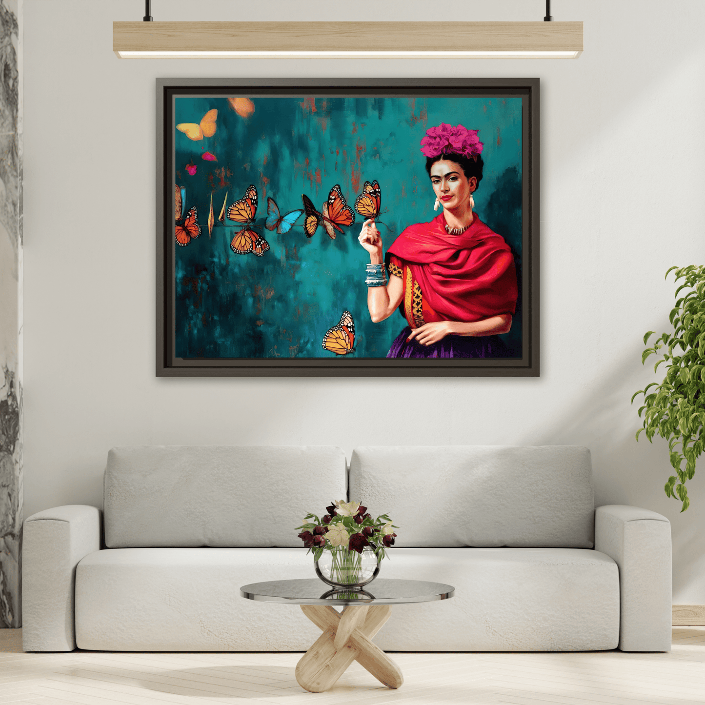 Large Framed Butterfly Wall Art Kahlo Canvas Print