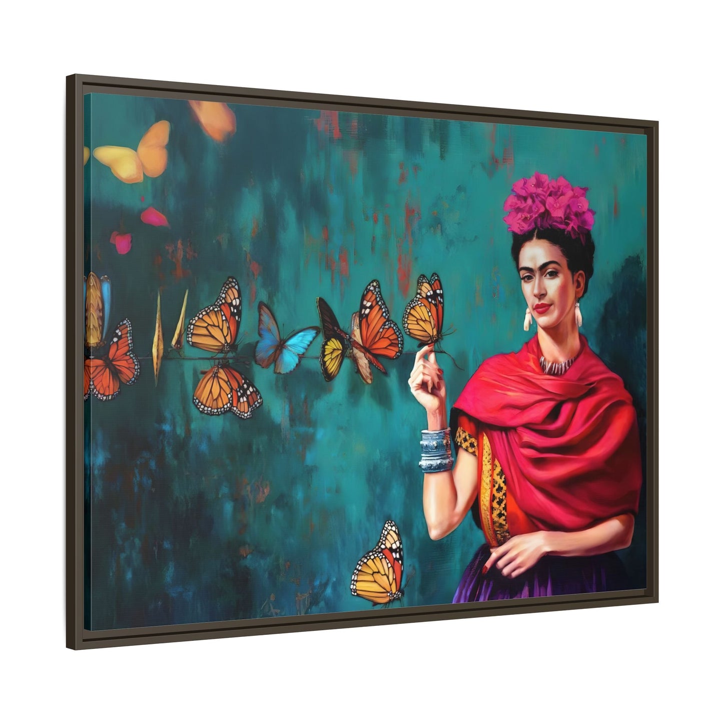 Large Framed Butterfly Wall Art Kahlo Canvas Print