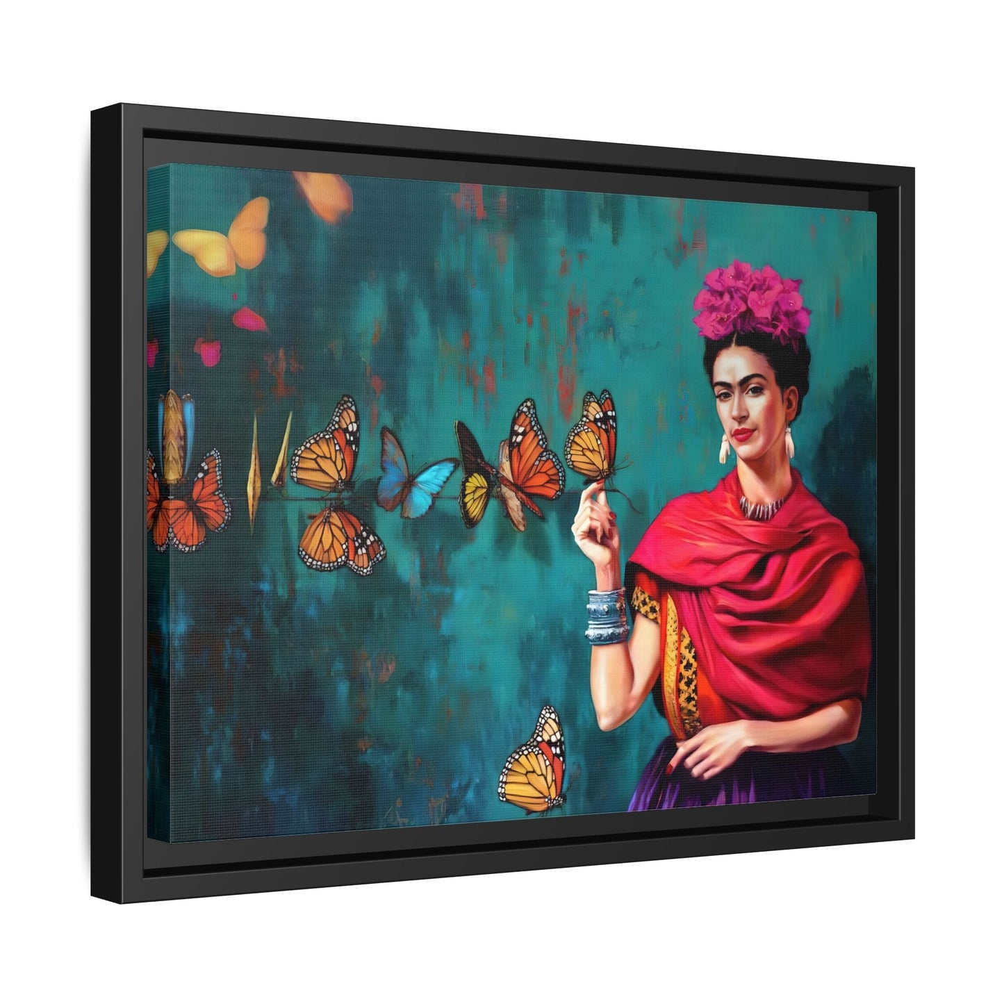 Large Framed Butterfly Wall Art Kahlo Canvas Print